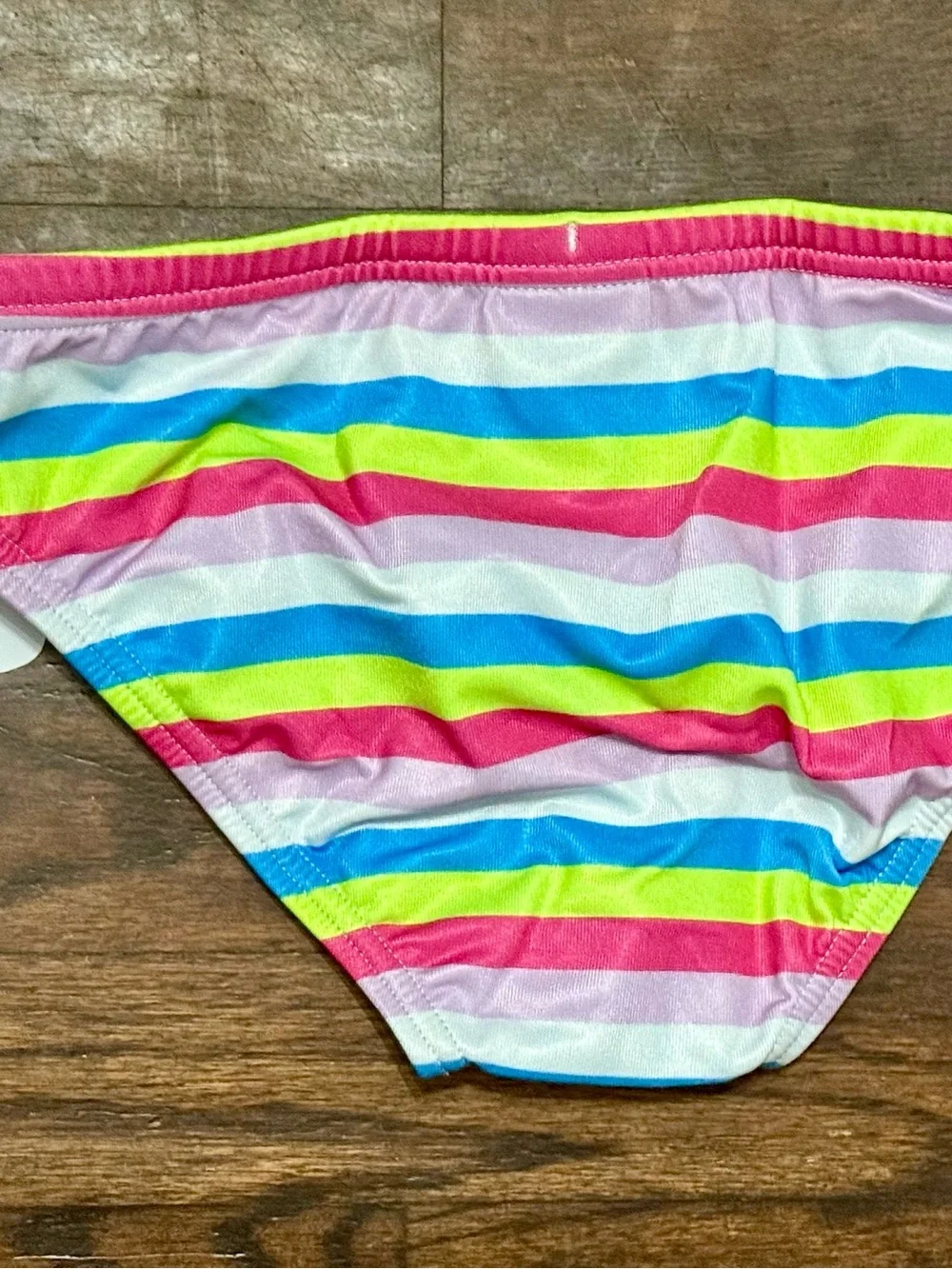Speedo Men's Multicolor Striped Swim Briefs - Pink, Yellow, Blue, White
